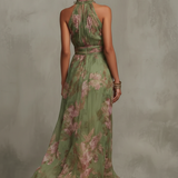 Lidia | Elegante Vestido Maxi Halter con Estampado Floral