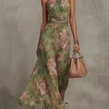 Lidia | Elegante Vestido Maxi Halter con Estampado Floral