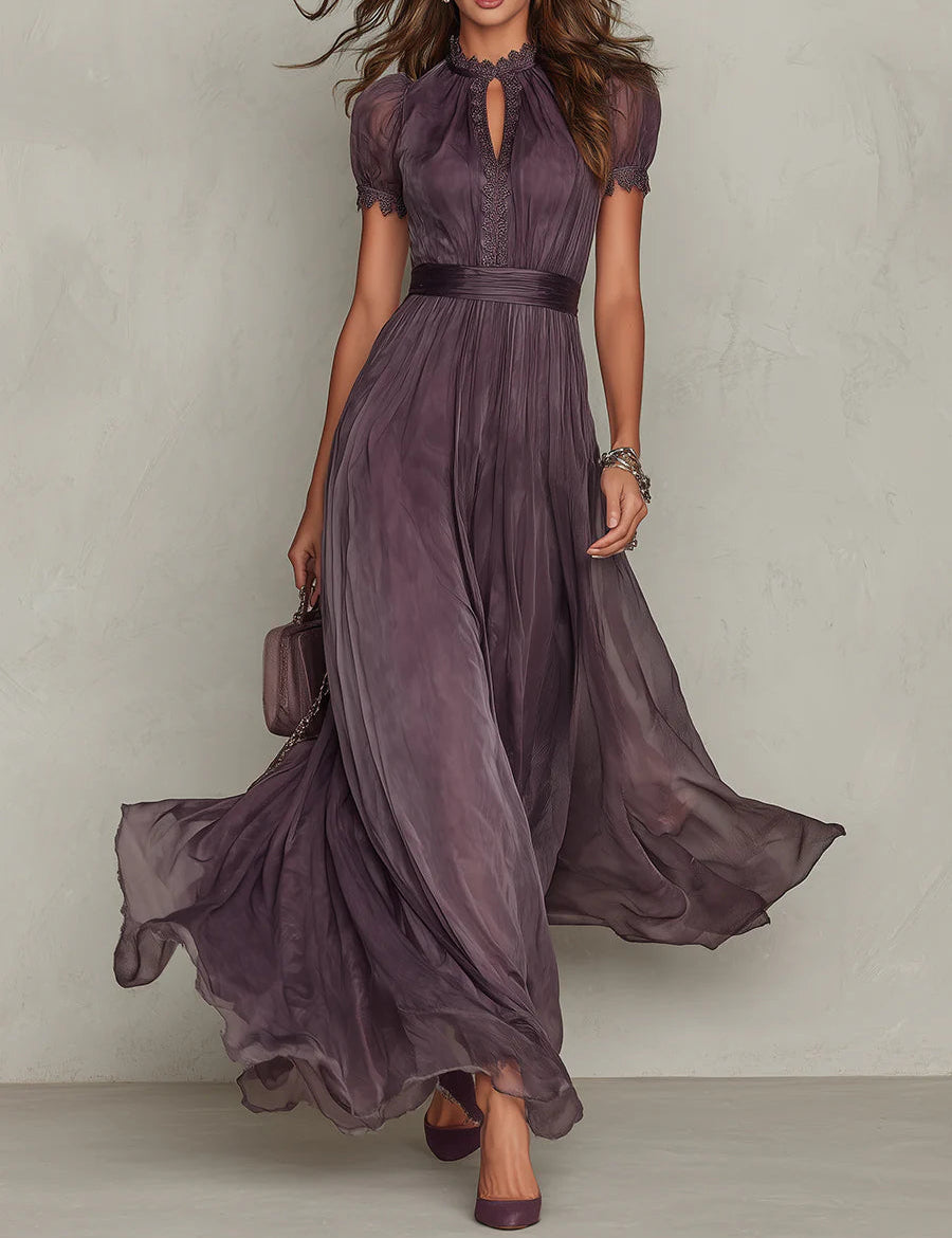 Flávia - Vestido longo roxo com decote