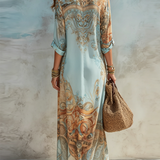 Luisa | Vestido Maxi Chemisier Estilo Mediterrâneo