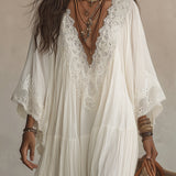 Indara | Vestido Longo Branco com Decote em V