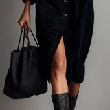 Veronica | Vestido Midi de Pana com Bolsos Frontais e Botões