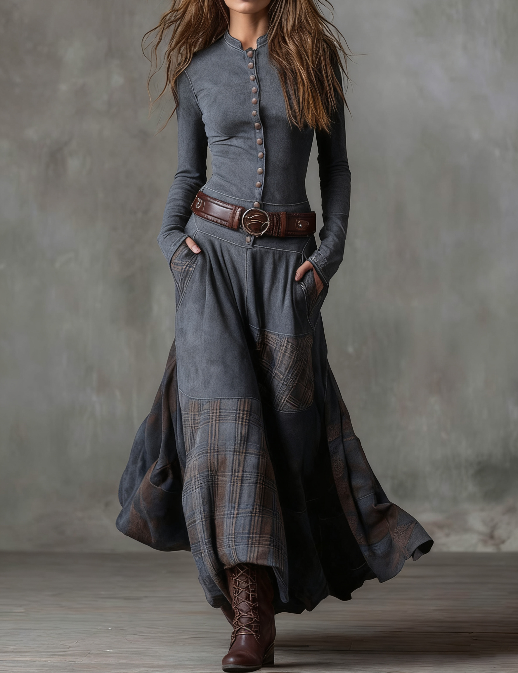 Élise | Vestido Maxi de Suédine com Cinto