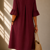 DELACROIX | Vestido Brigitte com Botões e Mangas Flare