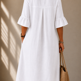 DELACROIX | Nicole Button-Up Dress with Flared Sleeves