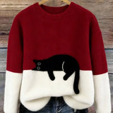 Belinda - Sweater Oversized com Estampa de Gato