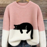 Belinda - Sweater Oversized com Estampa de Gato