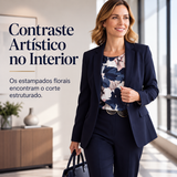 Conjunto de fato de 3 peças para mulher: blazer, top e calças