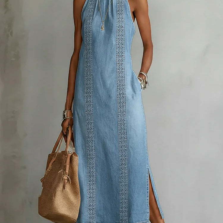 Júlia - Vestido de Denin com Renda Retro