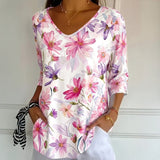 Camisa Vintage com Estampa de Flores