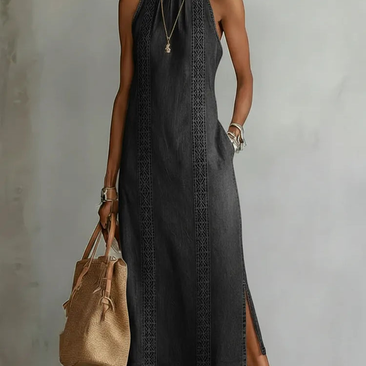 Júlia - Vestido de Denin com Renda Retro