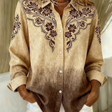 Delamont Paris | Chemisier Vintage Floral com Estilo Western e Fecho Abotoado
