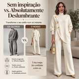 Conjunto elegante para mulher: pulôver de gola alta e calças largas