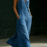 Vera - Vestido Longo de Denim com Botões