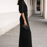 Valentina | Conjunto de 3 peças com camisola transparente e calças de perna larga.