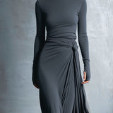 Naomie | Vestido Maxi com Detalhe de Nó Lateral