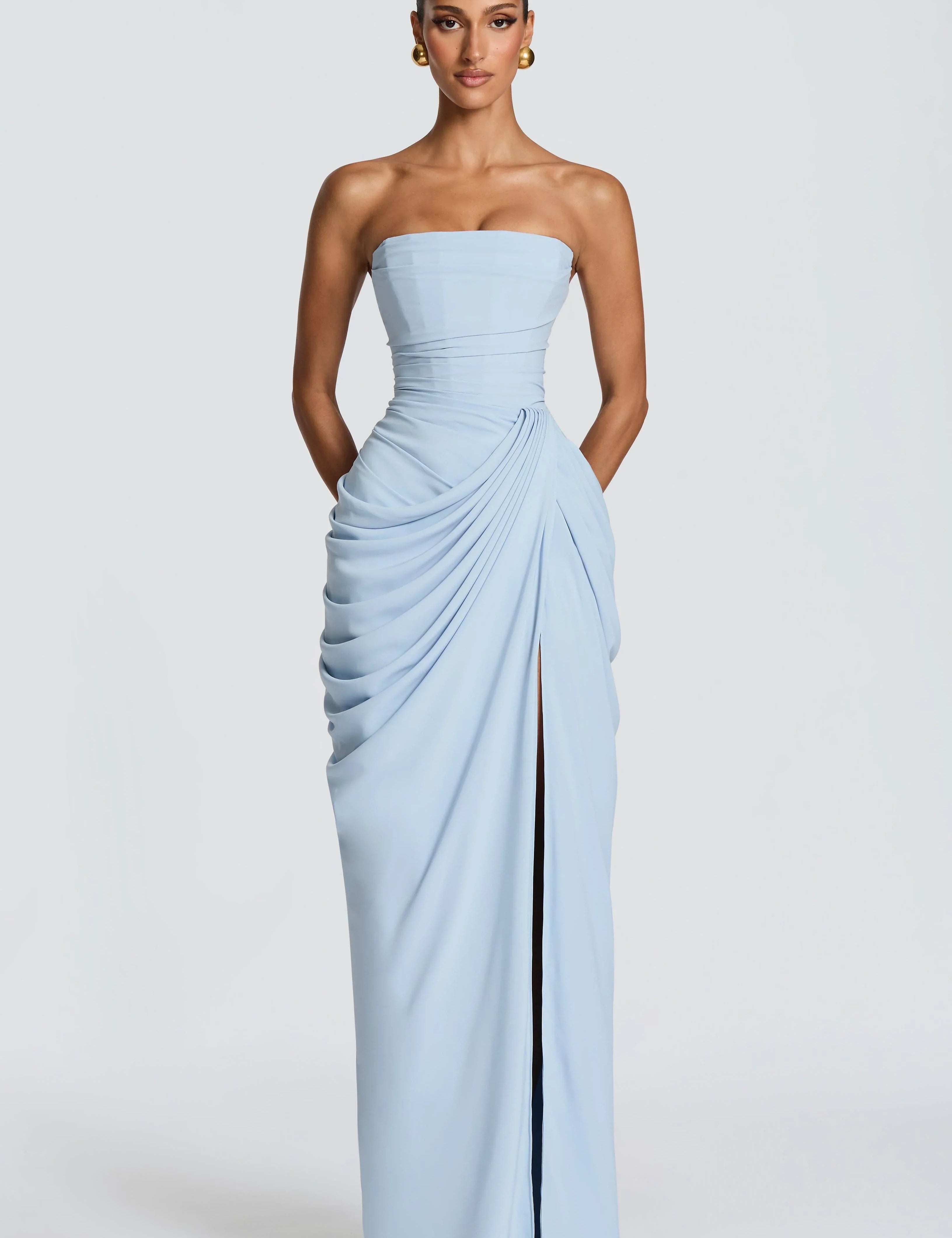 Adriana - Vestido Longo Drapeado com Fenda