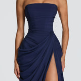 Adriana - Vestido Longo Drapeado com Fenda