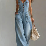 Sofia - Macacão Largo de Denim Casual