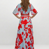 Florença | Maxi Robe Floral com Decote em V