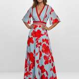 Florença | Maxi Robe Floral com Decote em V