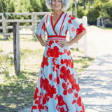 Florença | Maxi Robe Floral com Decote em V