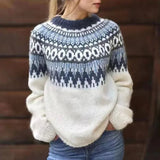 DELACROIX | Ecru Knit Pullover with Navy Blue Detailing - Pauline
