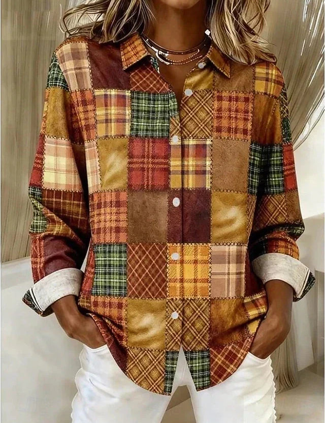 Delamont Paris | Camisa Vintage Patchwork com Botões Frontais