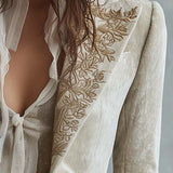 Constance | Ivory Embroidered Tailored Blazer
