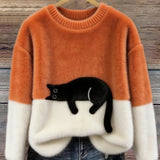 Belinda - Sweater Oversized com Estampa de Gato