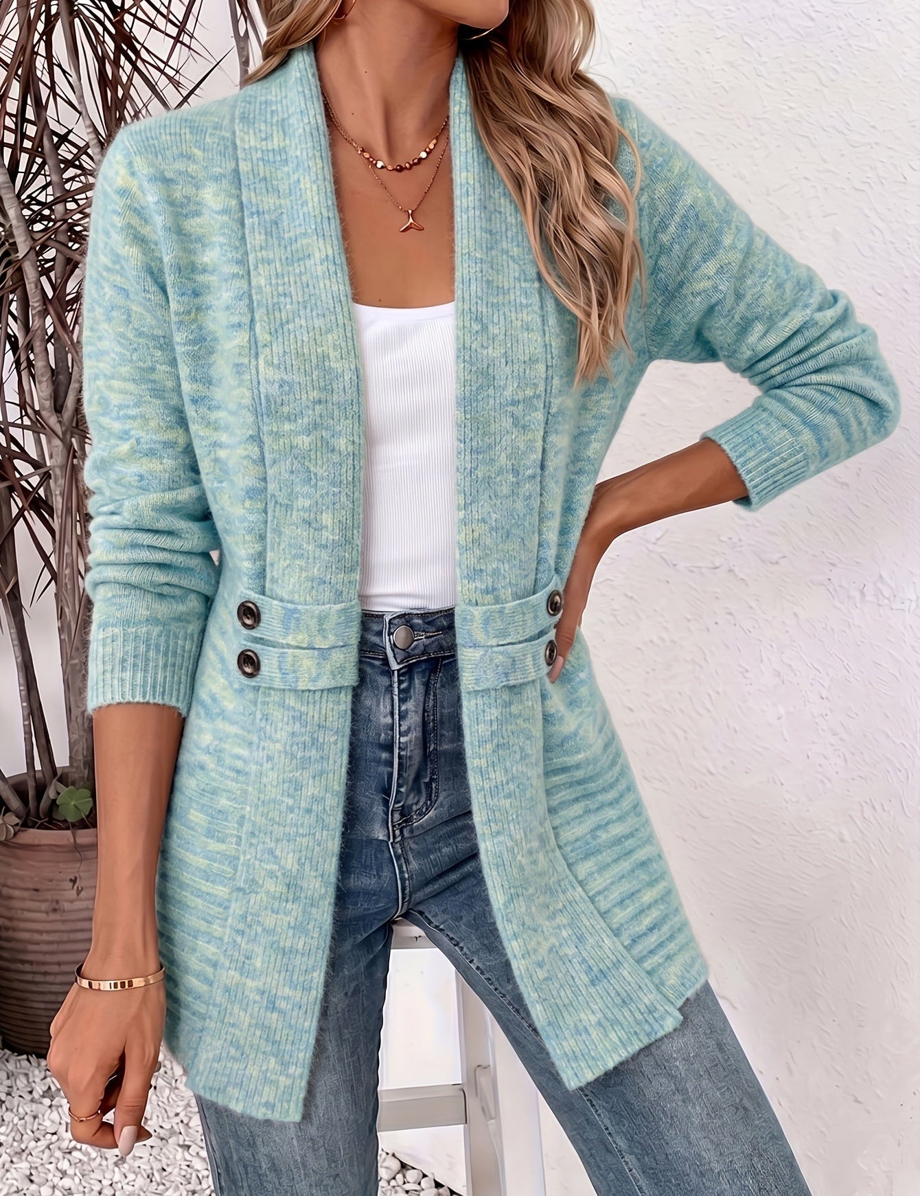 Xalviere | Cardigan Elegante para Mulheres - Frente Aberta & Cintura Ajustada
