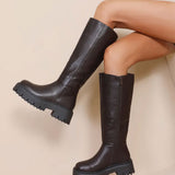 Botas Chunky Elina em Tom Castanho
