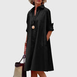 Vestido Mulher Camisero Com Bolsos – Estilo Casual Elegante