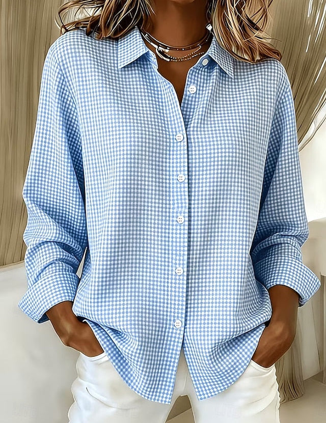 Delamont Paris | Blusa Vichy com Botões Frontais e Corte Casual