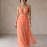 Ginevra | Maxi Dress in Coral Shine