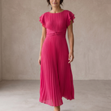 Seraphina | Elegante Vestido Maxi Plissado com Cintura Laçada