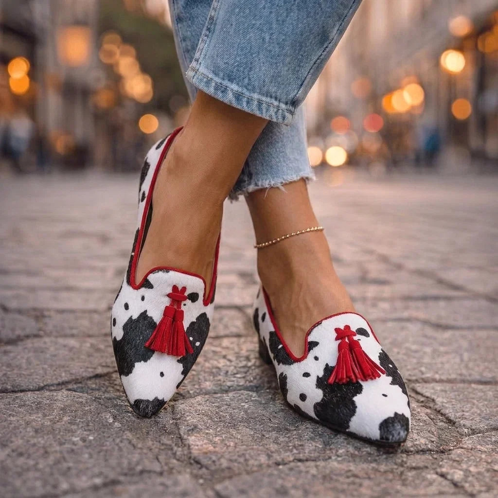 Mocasines Dalia com Franja e Padrão Animal