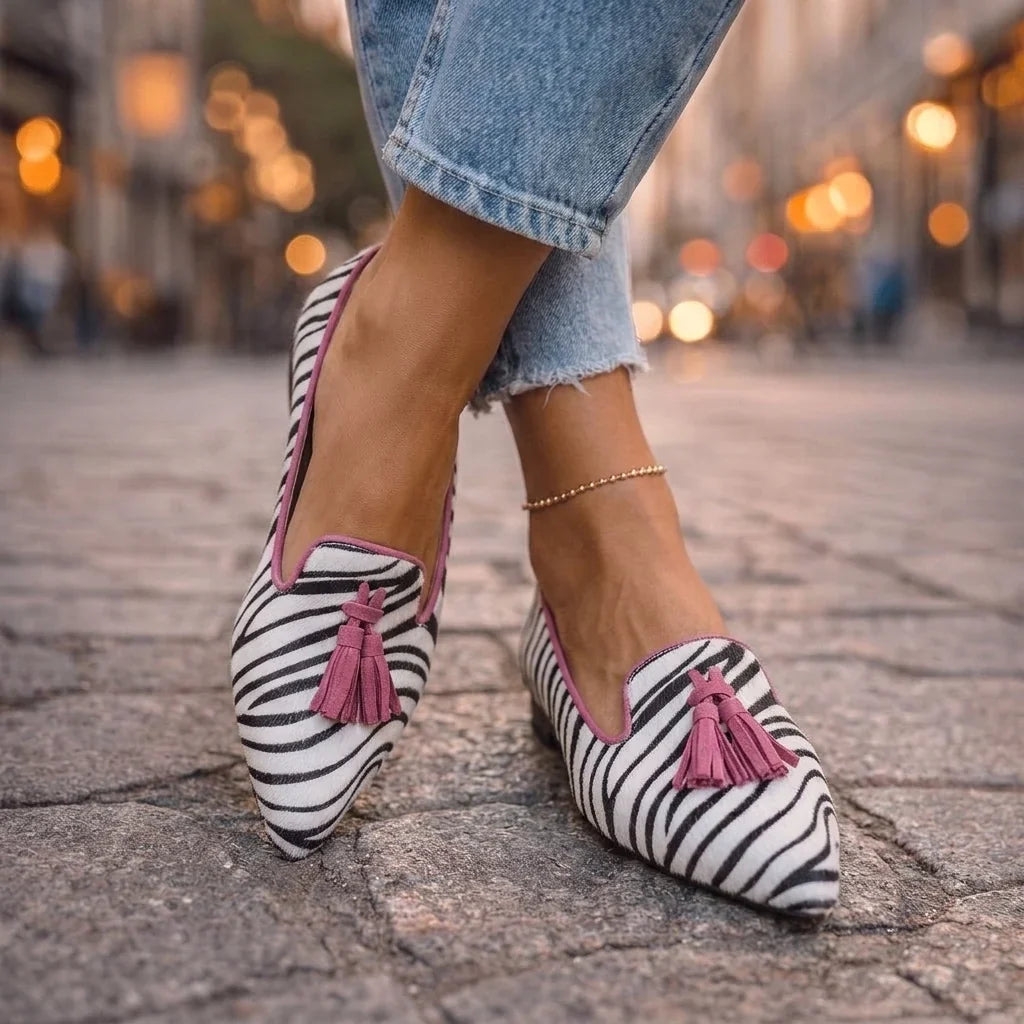 Mocasines Dalia com Franja e Padrão Animal