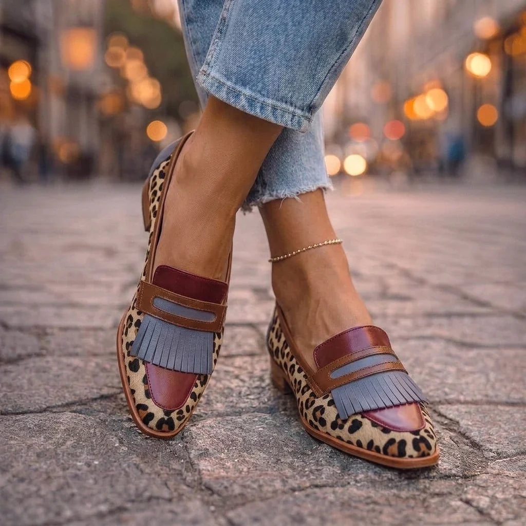 Mocasines Bianca com Franja e Estampa de Leopardo