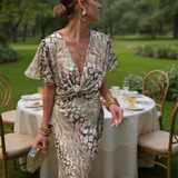 Higinia™ | Vestido Midi com Estampa em Tons de Cobre