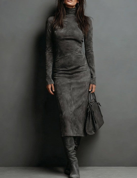 Lorène | Vestido Midi Longo em Tom de Castanho
