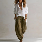 Aitana Conjunto Elegante de Camisa e Calças Amplas