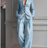 Conjunto Elegante Victoria com Blazer Ajustado e Calças Amplas
