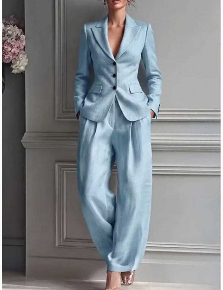 Victoria Conjunto Elegante com Blazer Ajustado e Calças Amplas