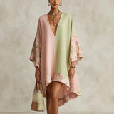 Vestido Boêmio Floral Jimena com Manga Morcego e Decote em V