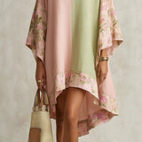 Vestido Floral Boêmio Jimena com Manga Morcego e Decote em V