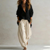 Conjunto Elegante de Camisa e Calça Larga Aitana
