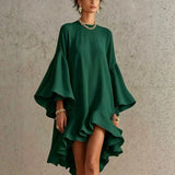 Vestido Sofisticado Amelia com Babados e Corte Assimétrico