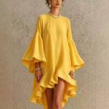 Vestido Sofisticado Amelia com Babados e Corte Assimétrico