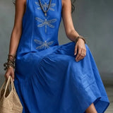 Vestido Midi Boêmio Daniela com Estampa de Libélulas